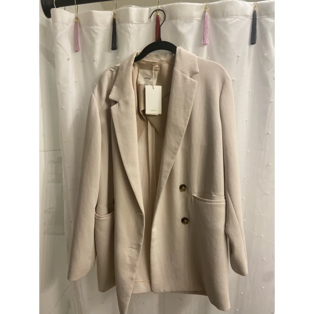 RARE! NEW! Aritzia Wilfred Cherrelle Bone White Double Breasted Blazer - Picture 7 of 12